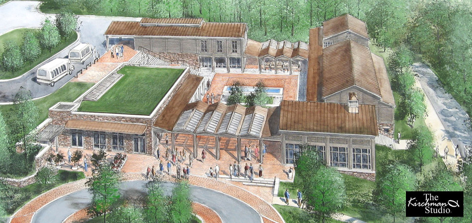 Visualization: Painting of Monticello Visitors' Center/Smith History Center, Ayers Saint Gross, Architects.