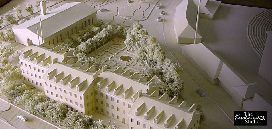 Basswood Model of Samuel Riggs IV Alumni Center for Hugh Newell Jacobsen, Architect.